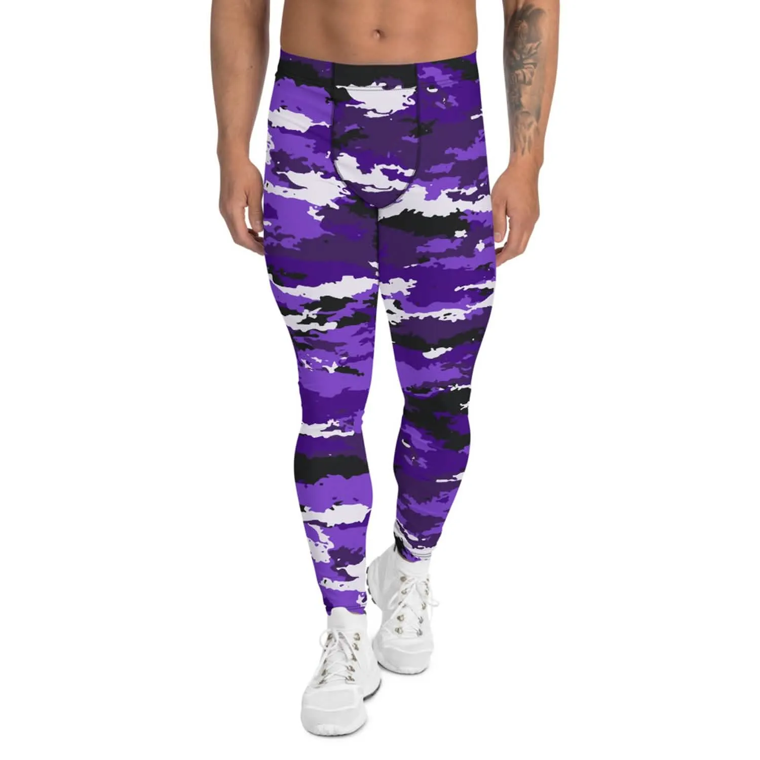 Men's Purple Camo Performance Leggings for Active Lifestyle