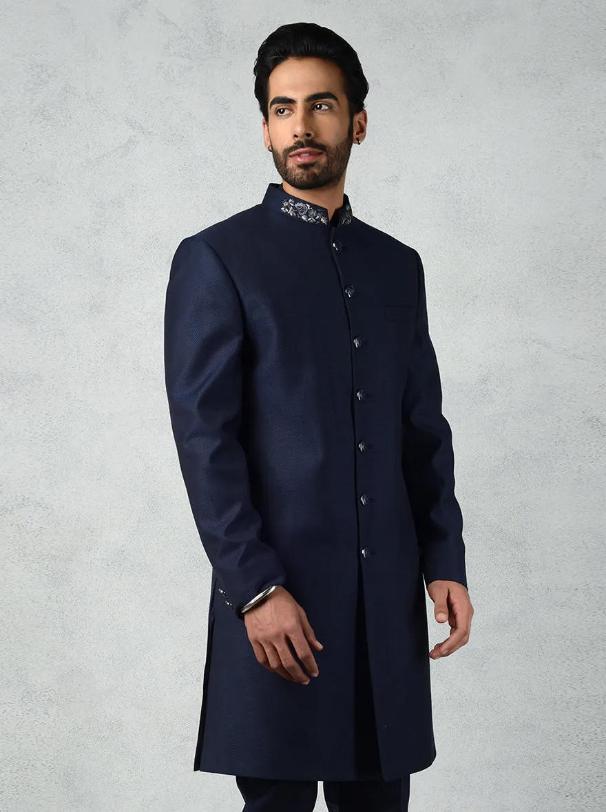 Navy Blue & Black Sherwani | TULA