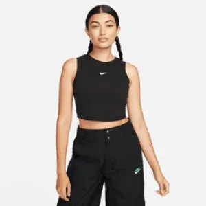 nike nsw essential rib crop tank fb8279-010 black