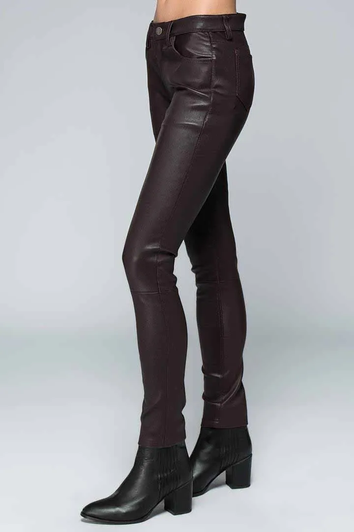 Nina - Bordeaux Leather Pant