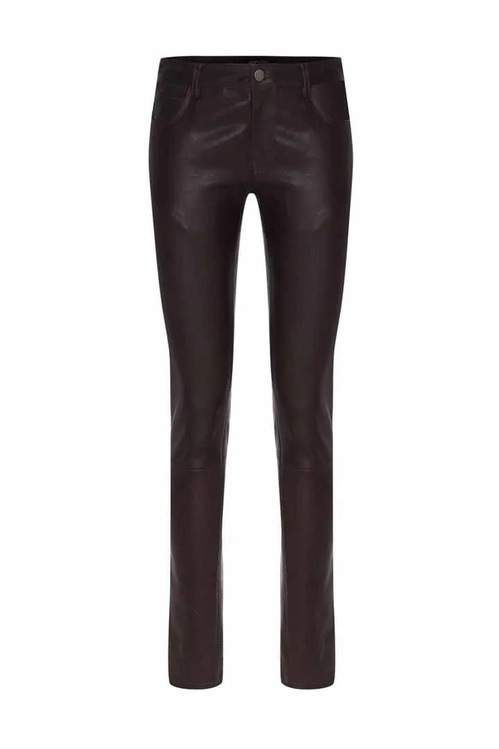 Nina - Bordeaux Leather Pant