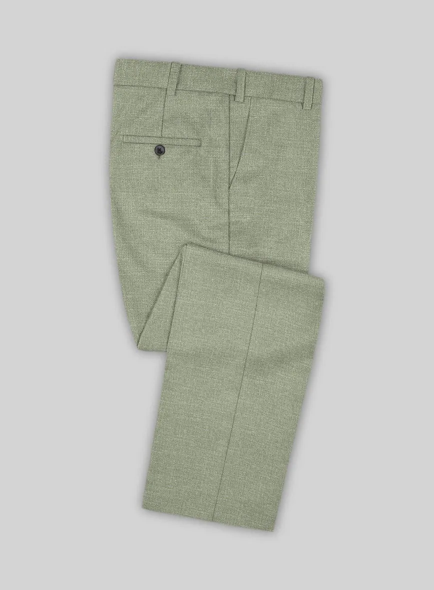 Noble Sage Green Wool Silk Linen Pants