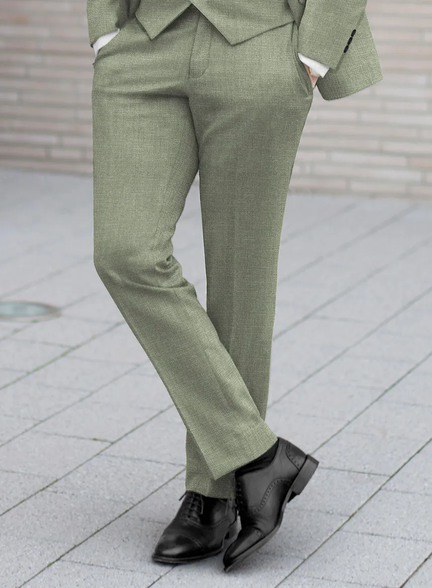 Noble Sage Green Wool Silk Linen Pants