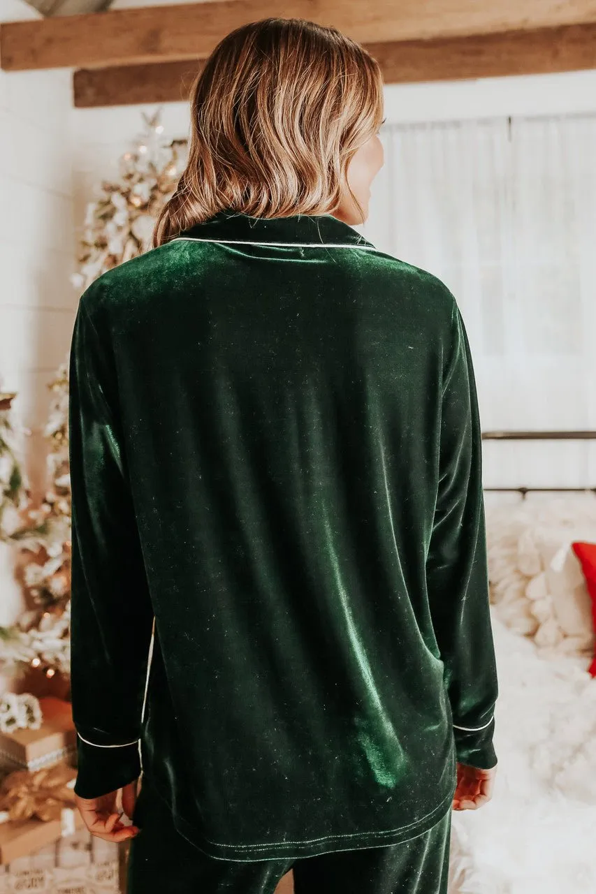 North Pole Green Velvet Pajama Set