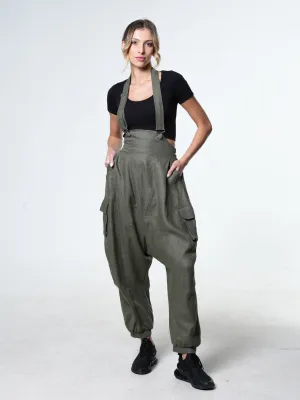 Oversize Linen Jumpsuit In Khaki