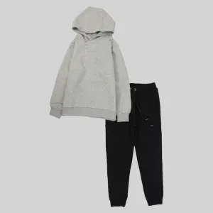 Plain Long-Sleeved Fleeced Hooded Pajama