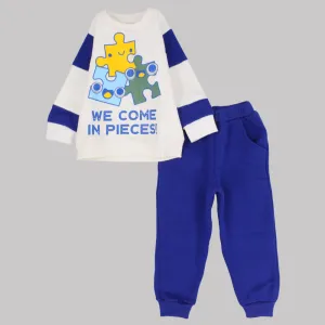 "We Come In Pieces" Long-Sleeved Fleeced Pajama