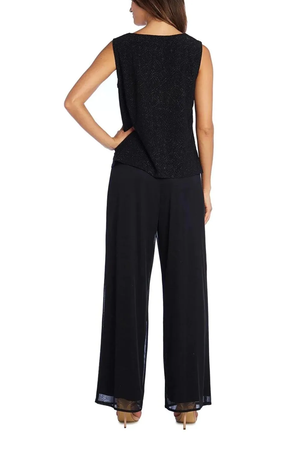 R&M Richards Scoop Neck Glitter ITY and Matte Duster Pants Set (Three Piece)