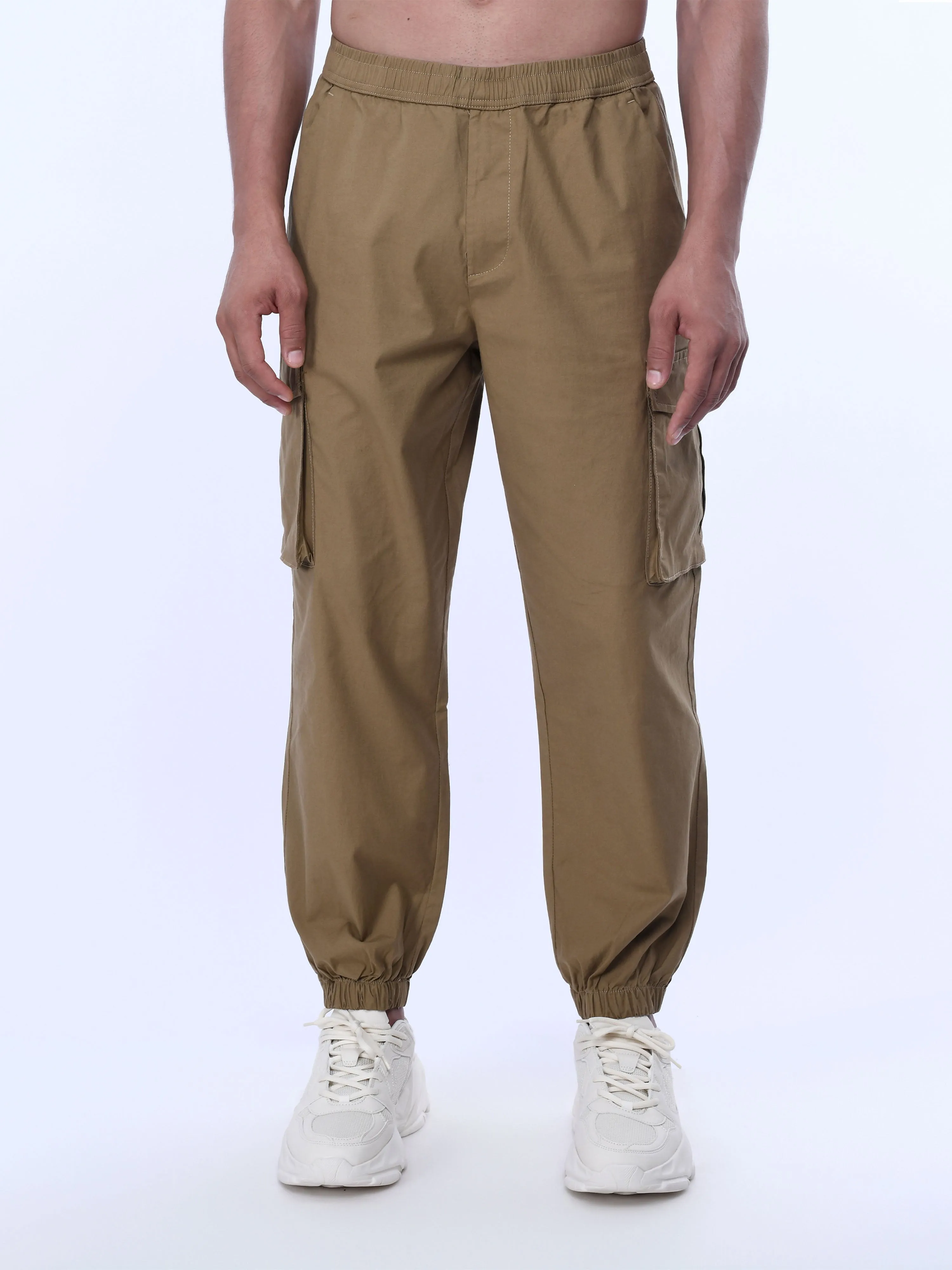 Relaxed Light Cotton Khaki Joggers