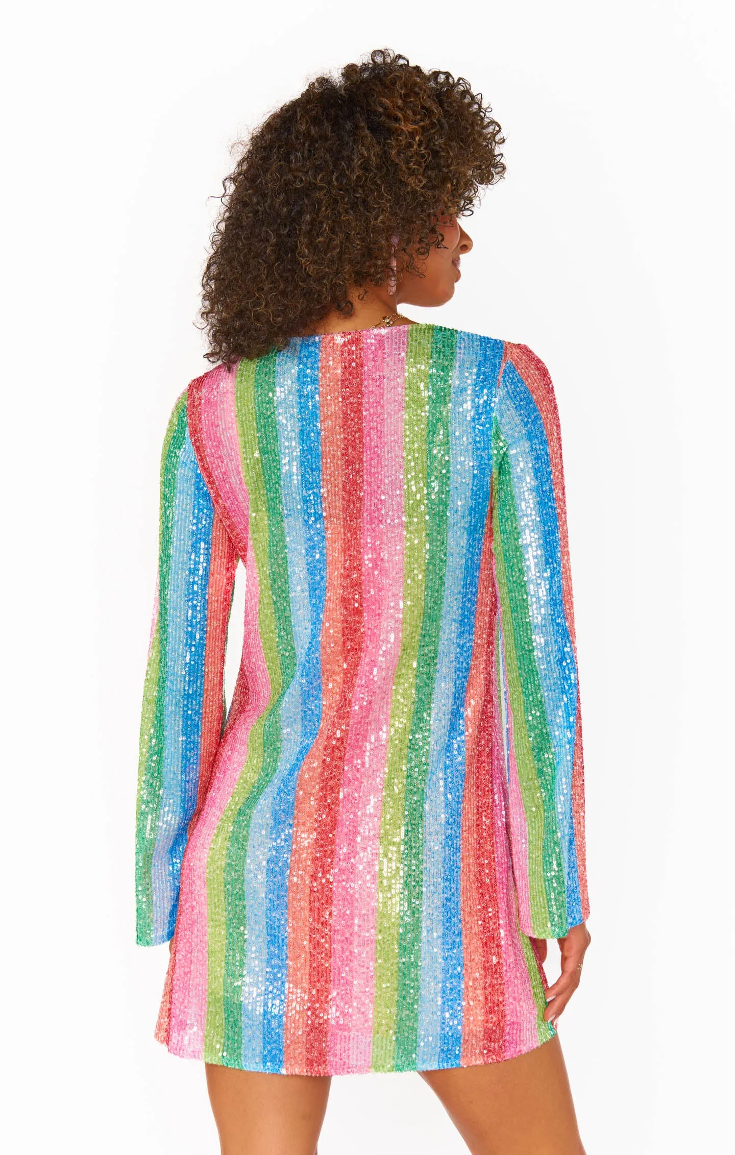 Revenge Mini Dress ~ Bright Stripe Sequins