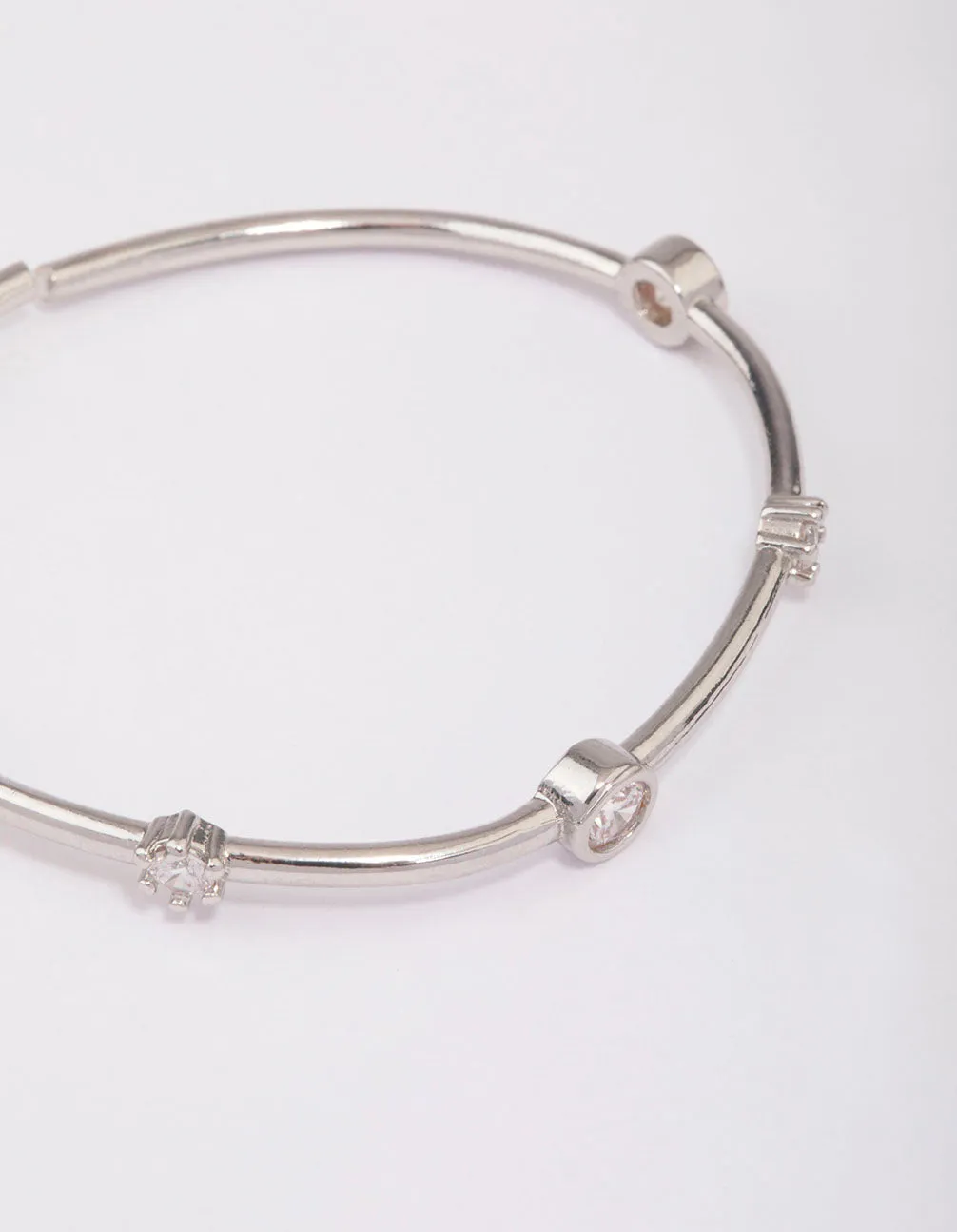 Rhodium Skinny Cubic Zirconia Wrist Cuff