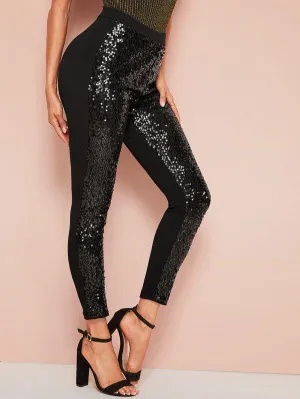 Sequin Crop Skinny Pants