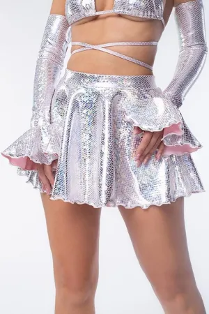 Shimmer Siren Flared Mini Skirt