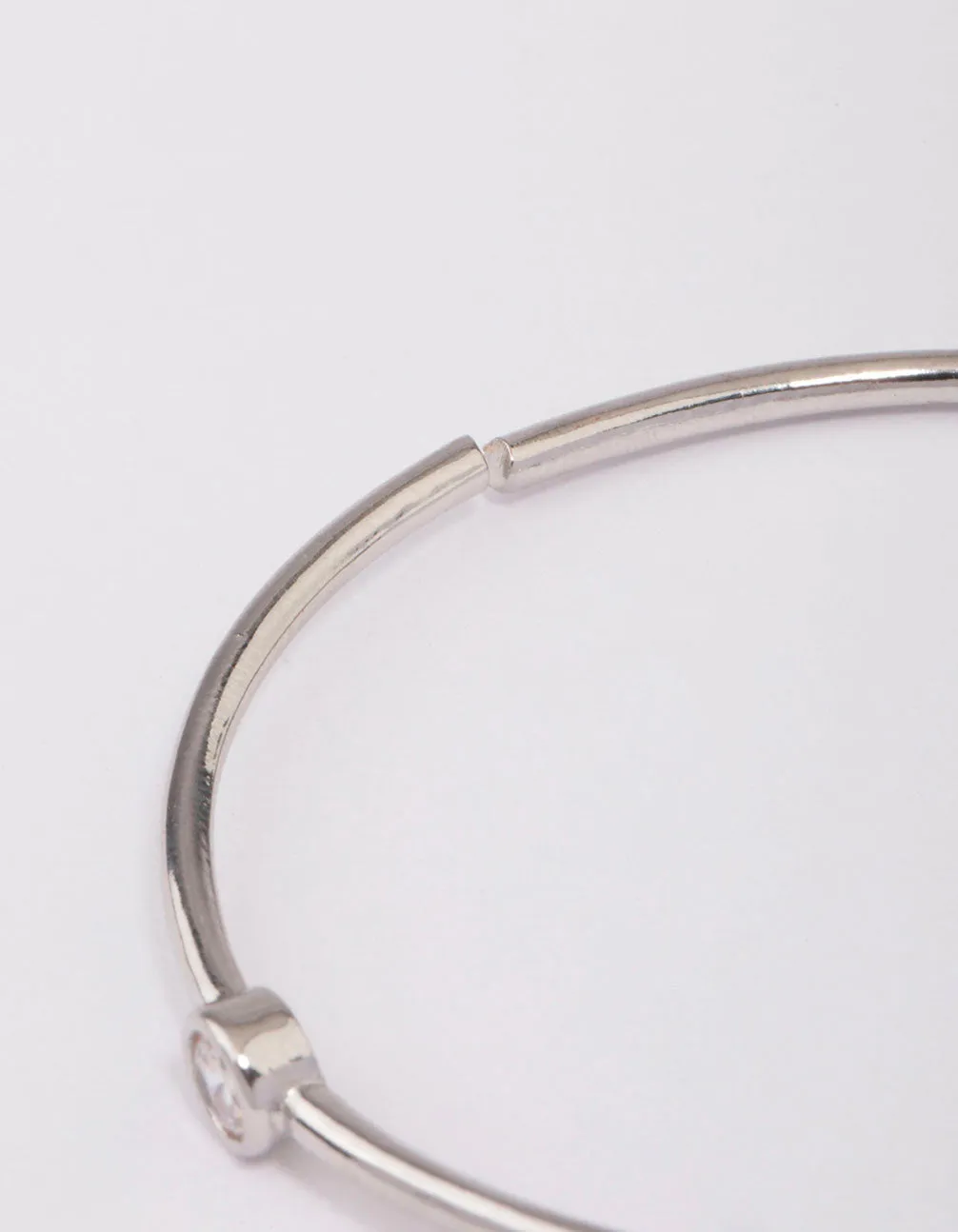 Silver Skinny Cubic Zirconia Wrist Cuff