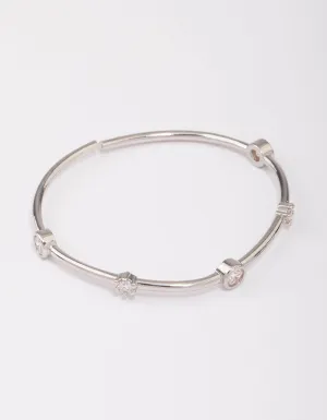 Silver Skinny Cubic Zirconia Wrist Cuff