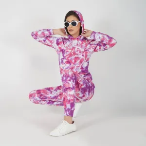 SLAY. Women's Lavender/Lilac Tie Dye Hoodie & Joggers Co-ord Set