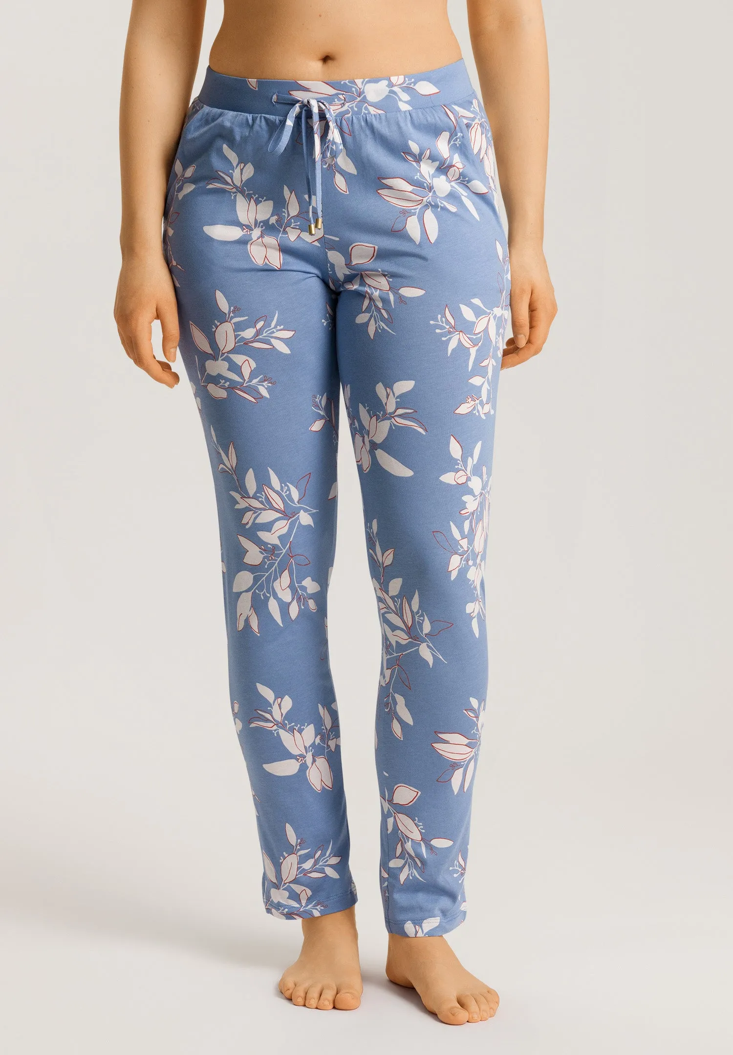 Sleep And Lounge Cotton Blend Drawstring Pants | Pearly Flowers 74845-2158