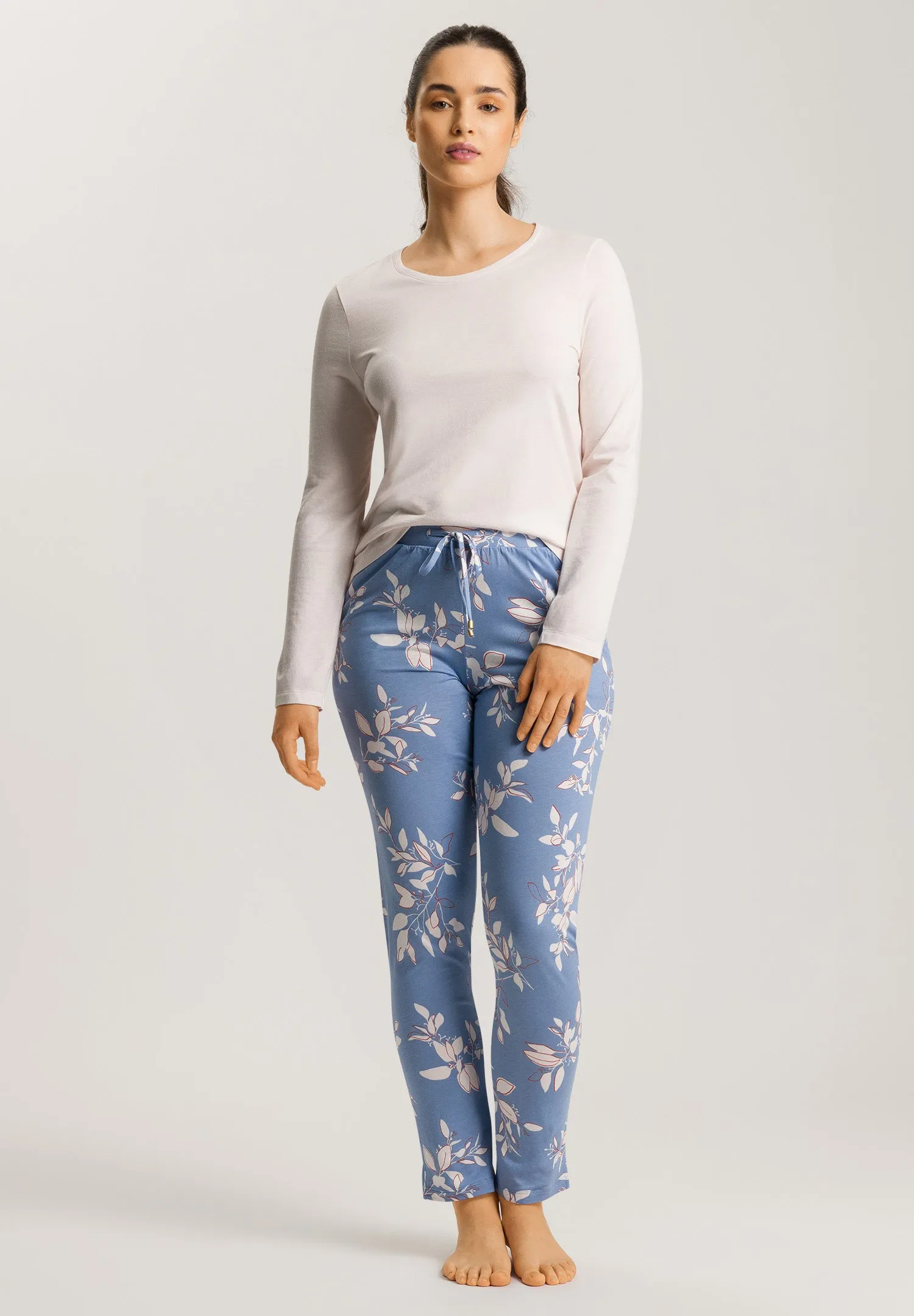 Sleep And Lounge Cotton Blend Drawstring Pants | Pearly Flowers 74845-2158