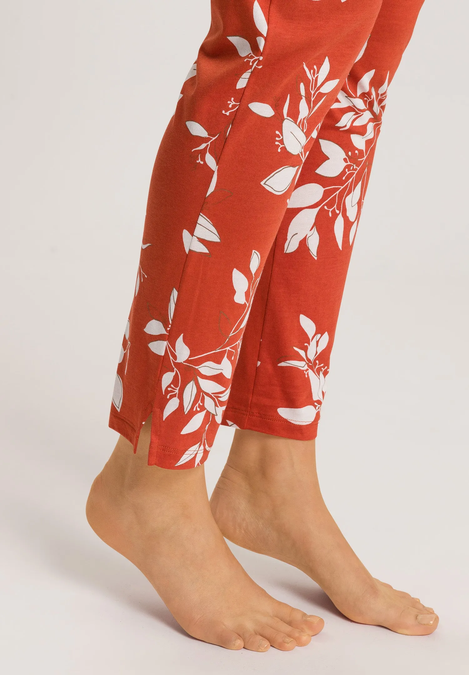 Sleep And Lounge Cotton Blend Drawstring Pants | Tangerine Flowers 74845-2159