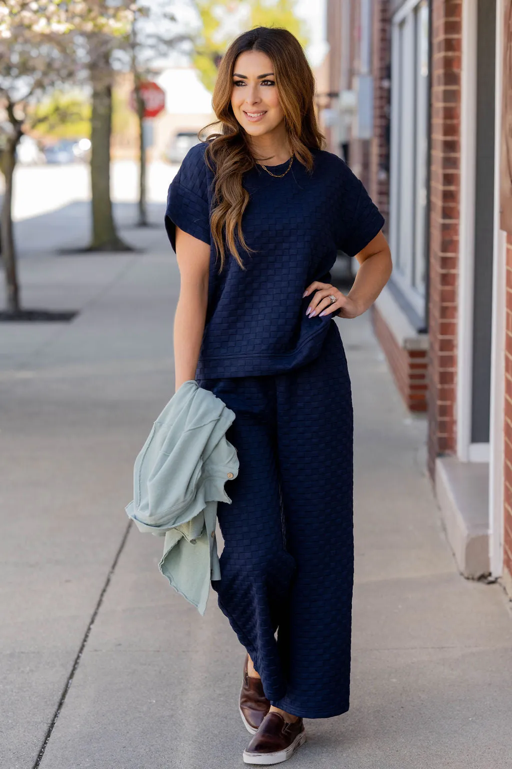 Subtle Checkered Relaxed Sleeve Tee