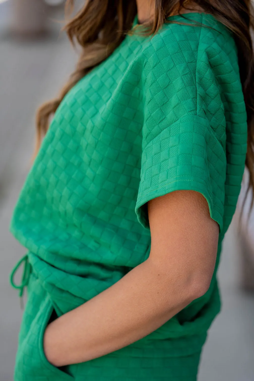 Subtle Checkered Relaxed Sleeve Tee