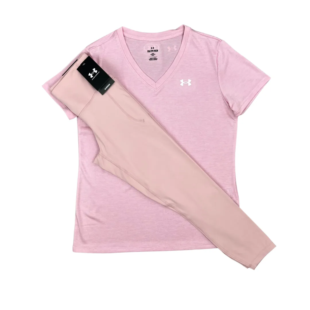 Under Armour Women's Tech T-Shirt Leggings Set - Baby Pink