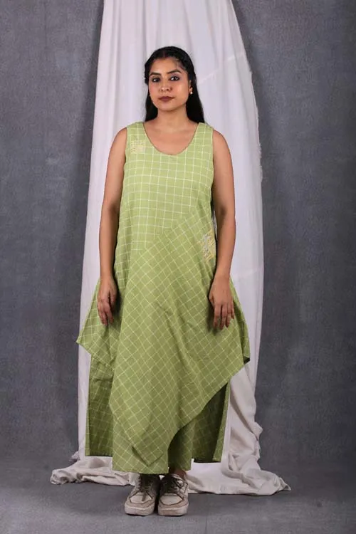 Urmul Desert Crafts "PLAM" Asymmetric Checks Dress