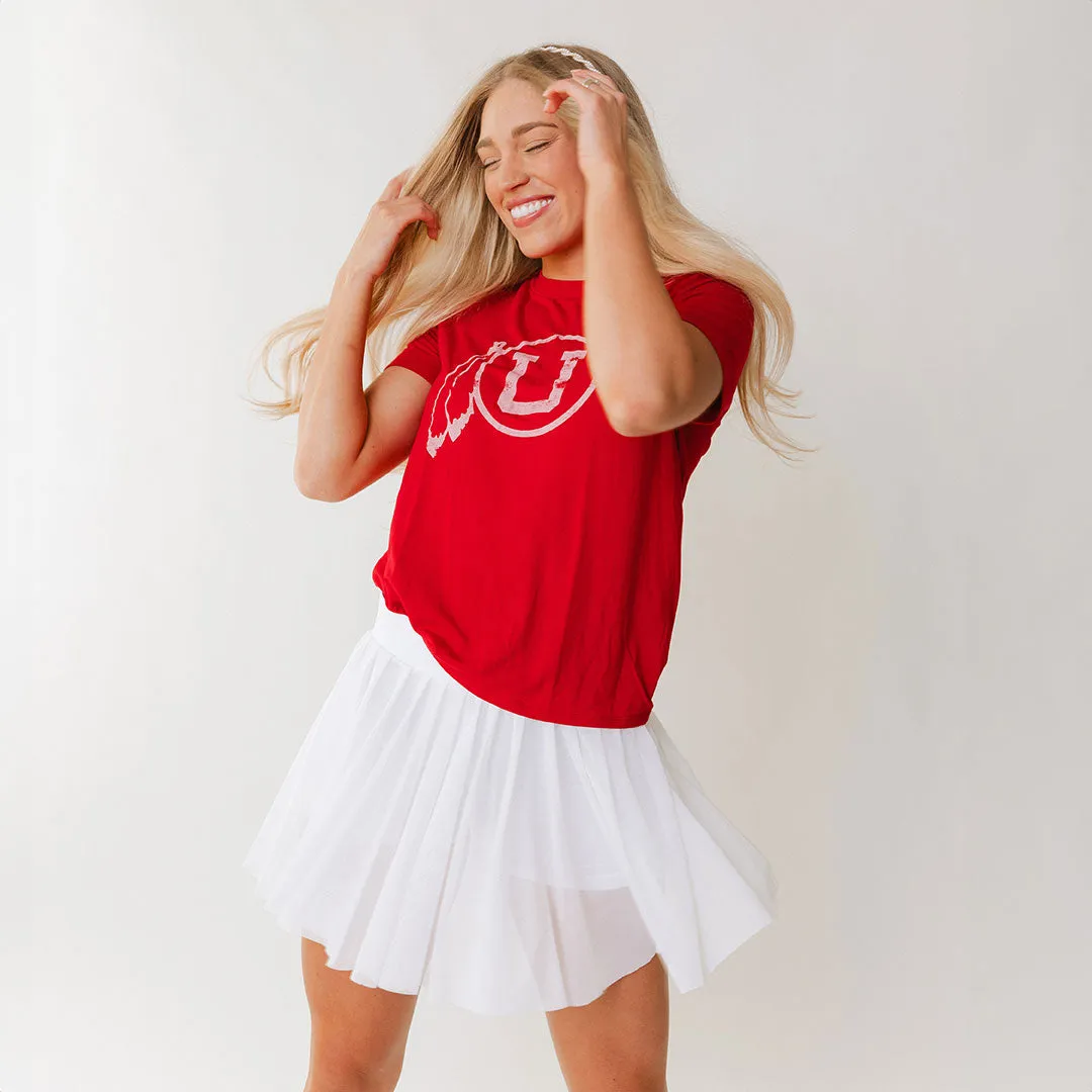 Utah Boyfriend Tee, Crimson Feather