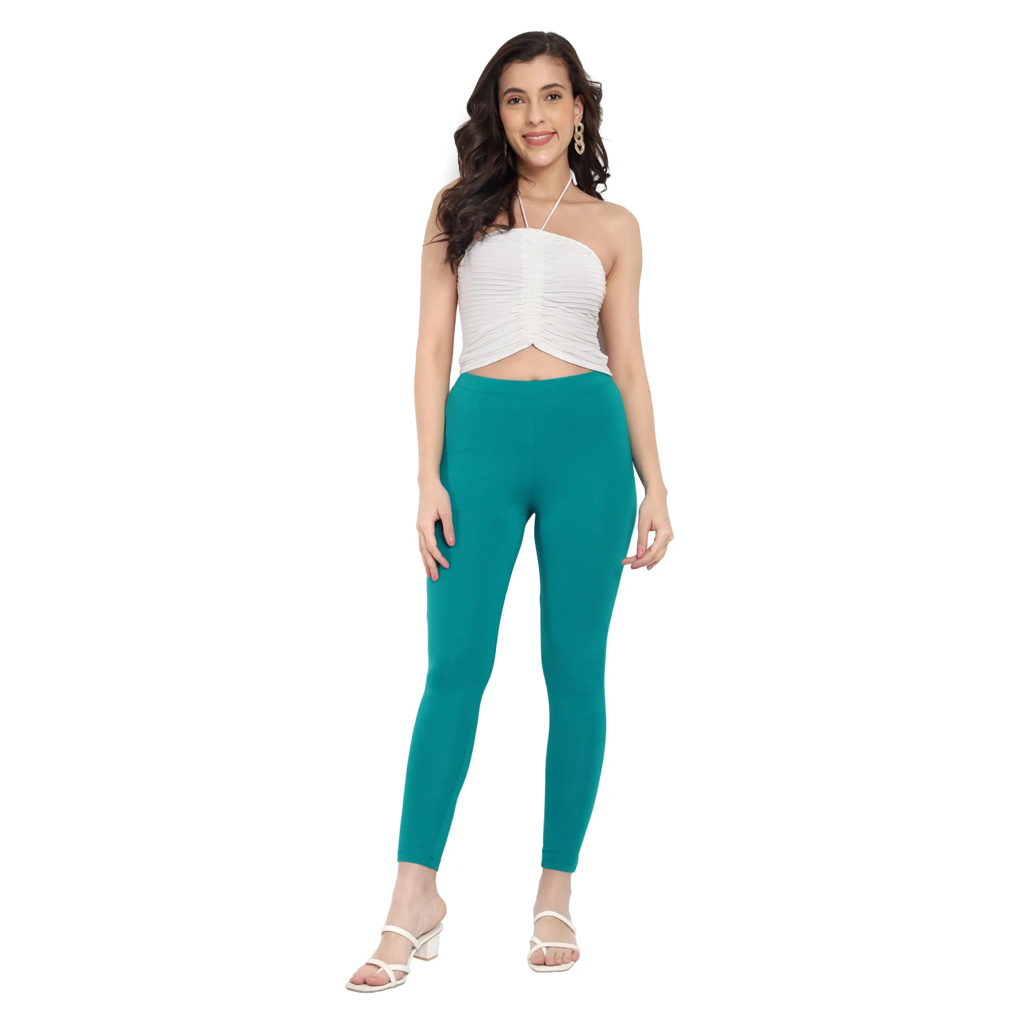 Women Light Jade Green Regular Legging