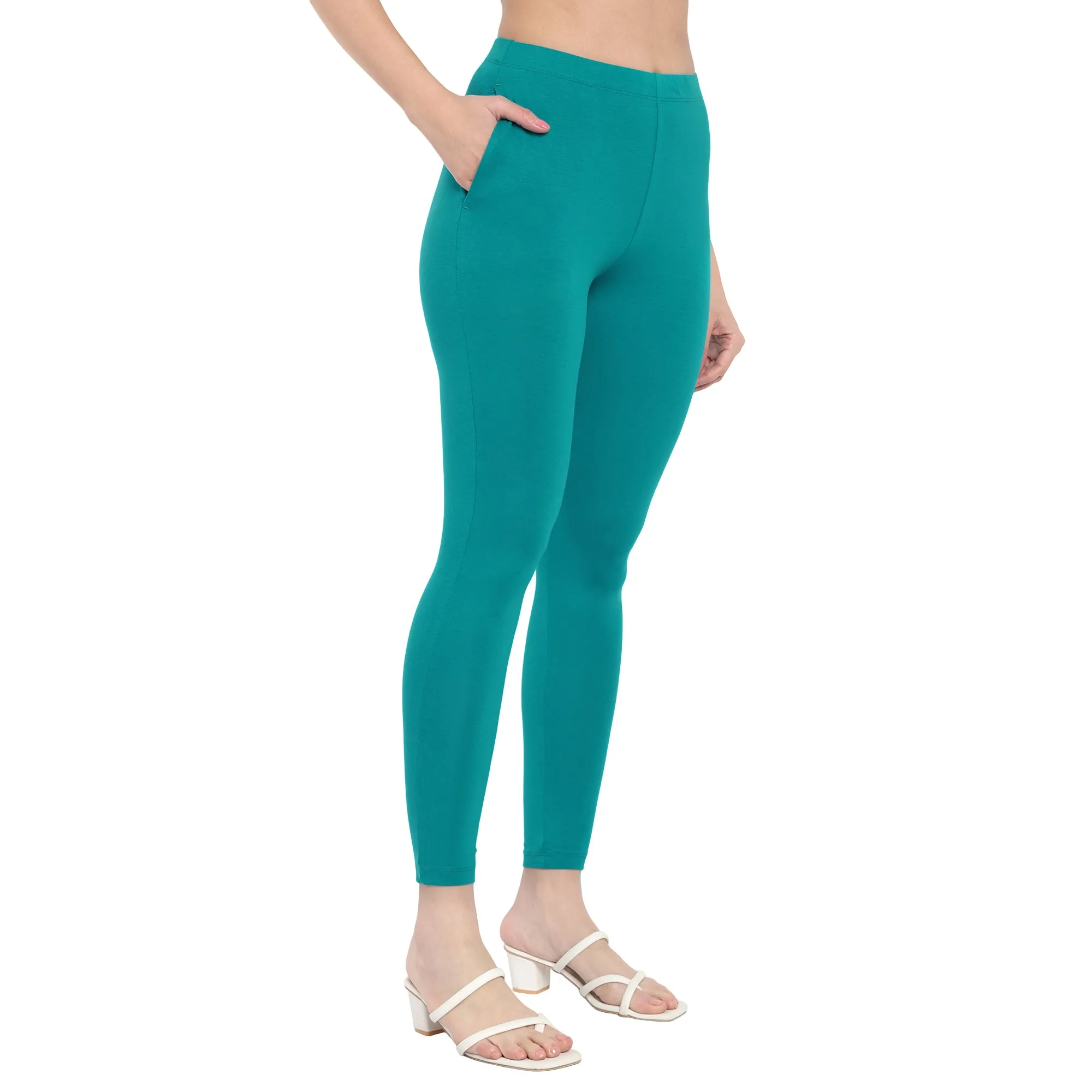 Women Light Jade Green Regular Legging