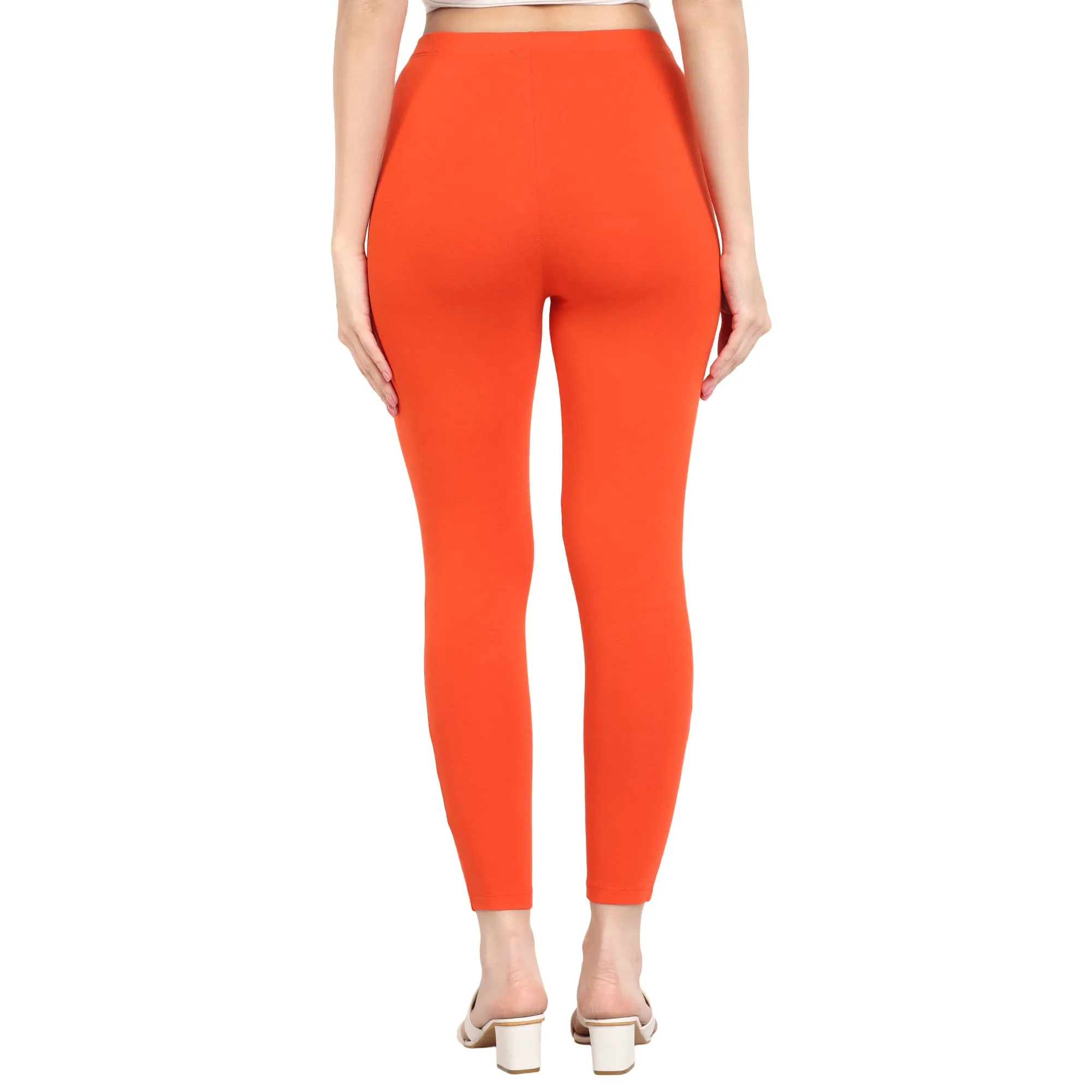 Women Orange Ankle Length Legging