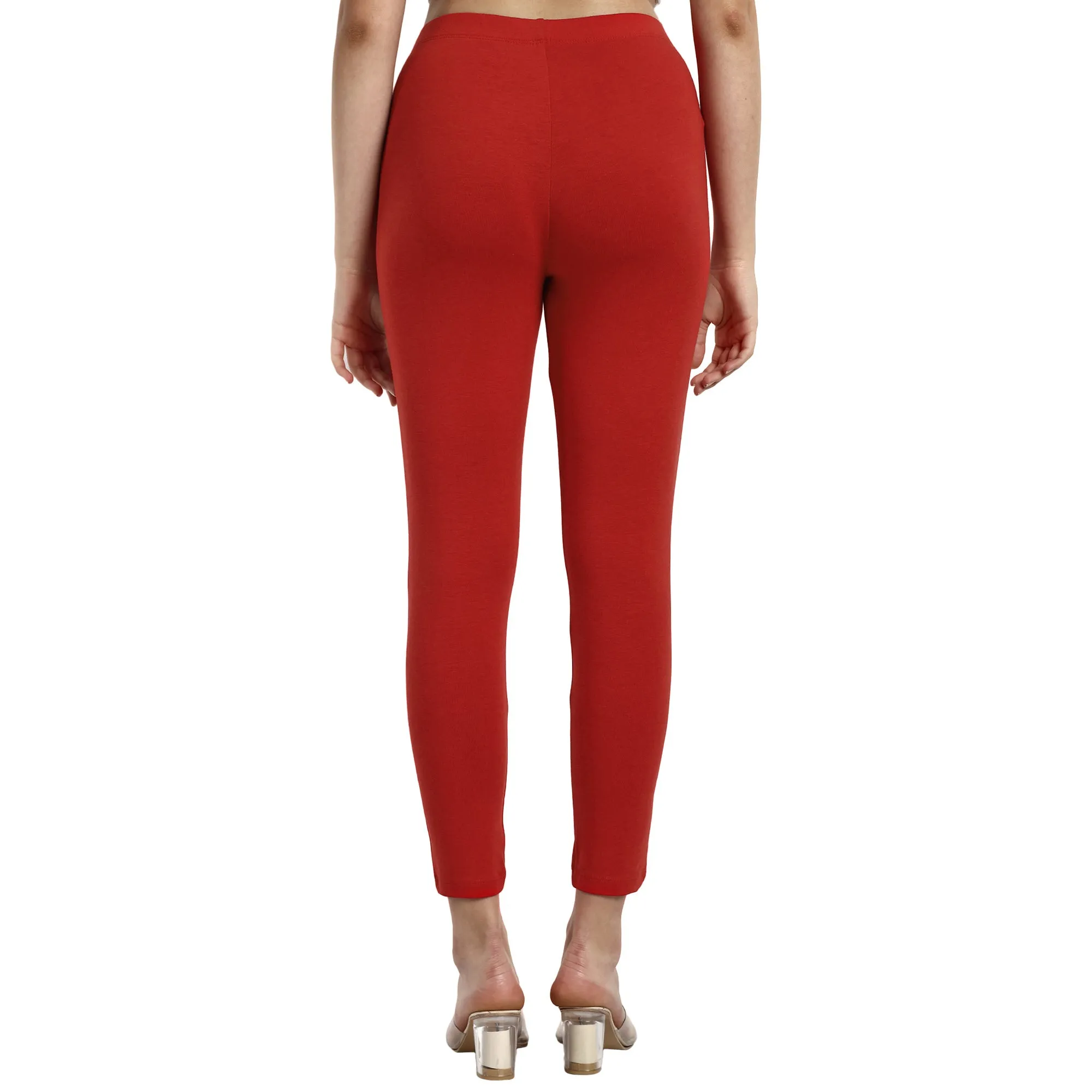 Women Red Ankle Length Legging