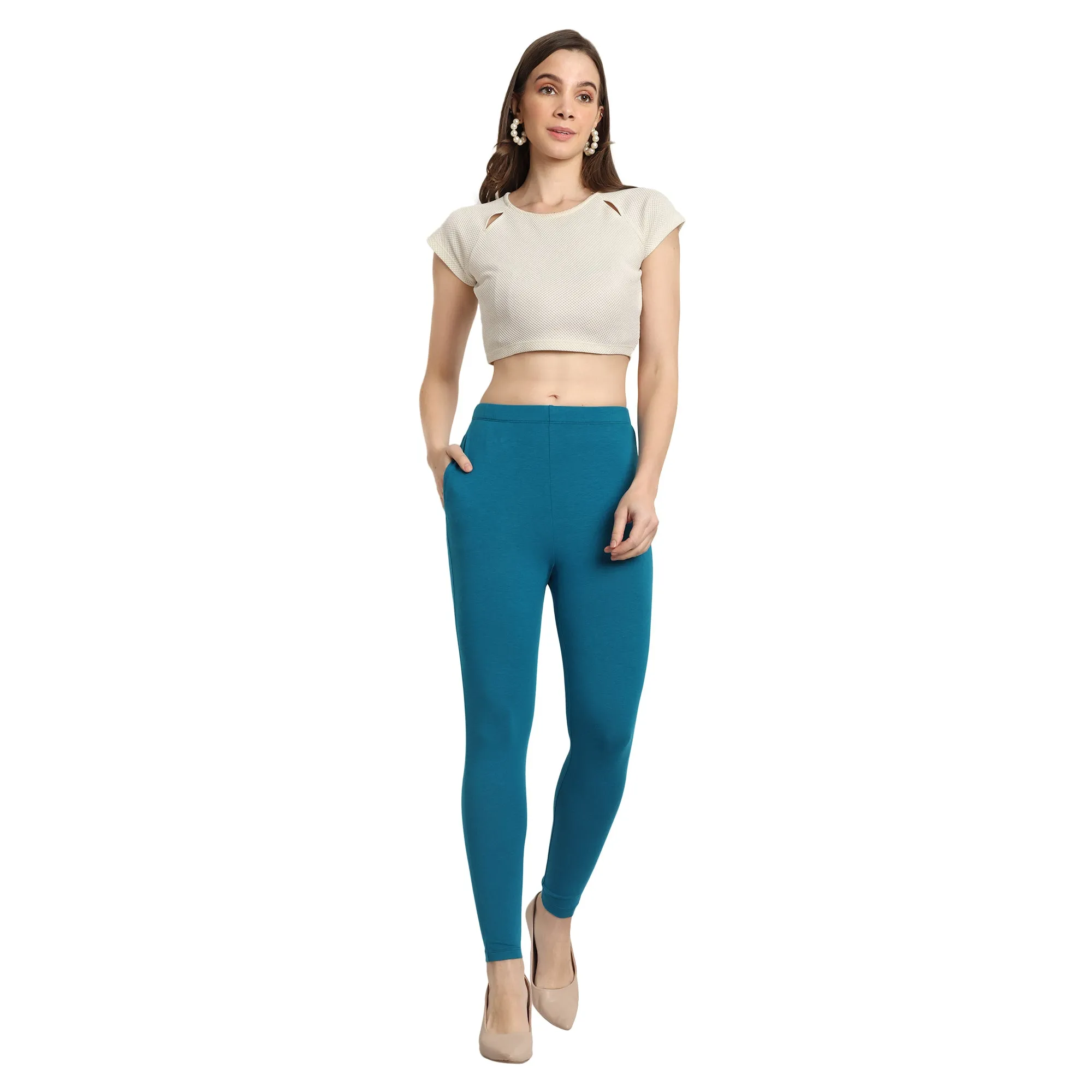 Women Teal Ankle Length Legging