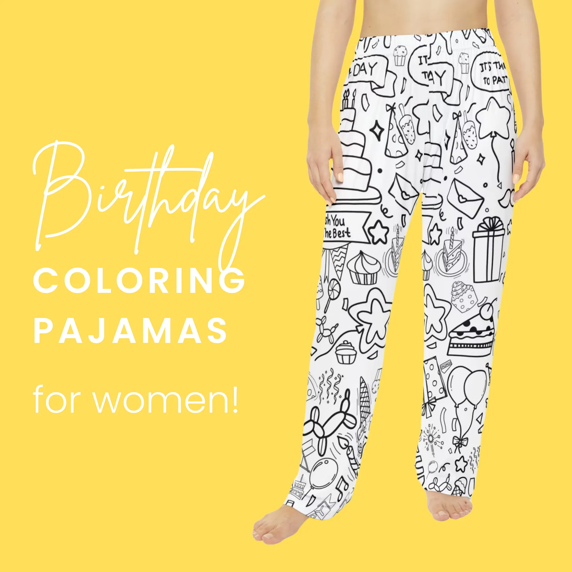 Women's Birthday Coloring Pajama Pants